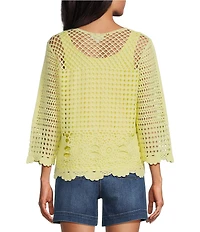 Westbound 3/4 Sleeve Crochet Top