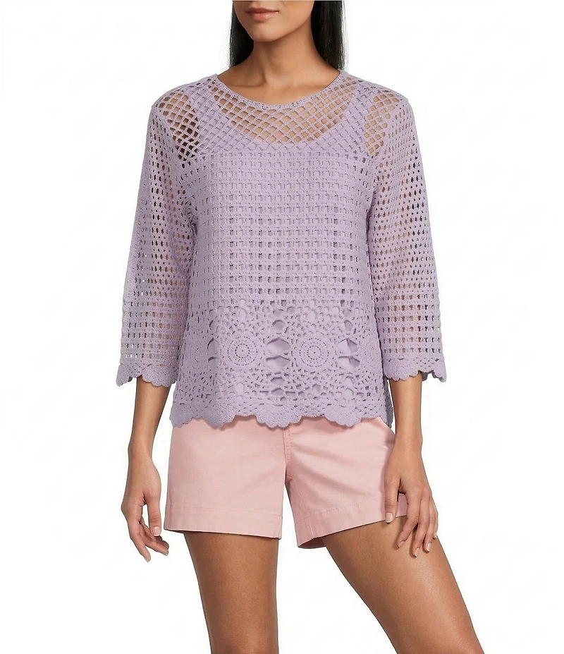 Westbound 3/4 Sleeve Crochet Top