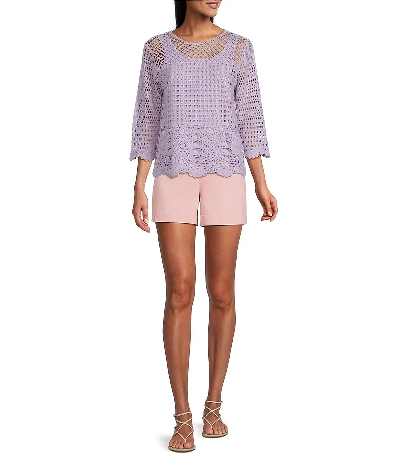 Westbound 3/4 Sleeve Crochet Top