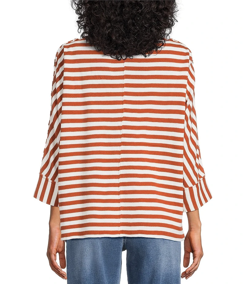 Westbound Striped 3/4 Sleeve Wide Neck Top