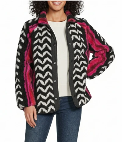 Westbound Abstract Print Long Sleeve Snap-Front Jacket
