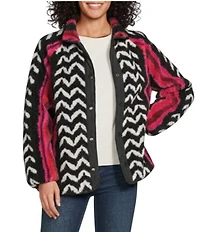Westbound Abstract Print Long Sleeve Snap-Front Jacket