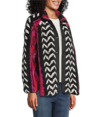 Westbound Abstract Print Long Sleeve Snap-Front Jacket