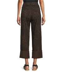 Westbound Animal Print Cropped High Rise Wide Cuff Straight Leg Pants
