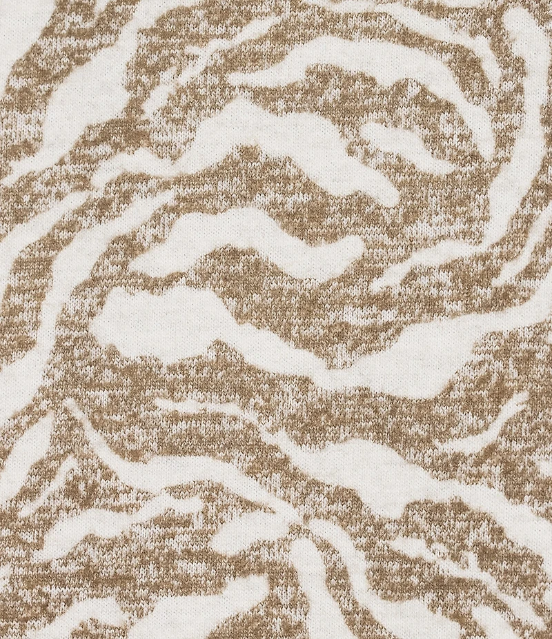 Westbound Animal Print Knit Long Sleeve Button Shoulder Pullover Top