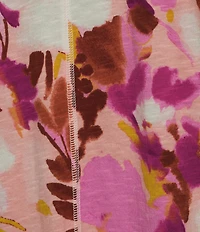 Westbound Astor Garden Print Short Sleeve V-Neck Top