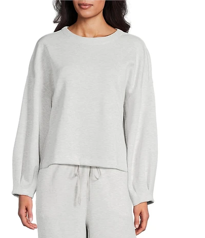 Westbound ULTRA LUXE Athleisure Coordinating Knit Long Sleeve Crew Neck Pleated Cuff Top