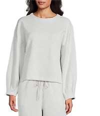Westbound Athleisure Knit Long Sleeve Crew Neck Pleated Cuff Top