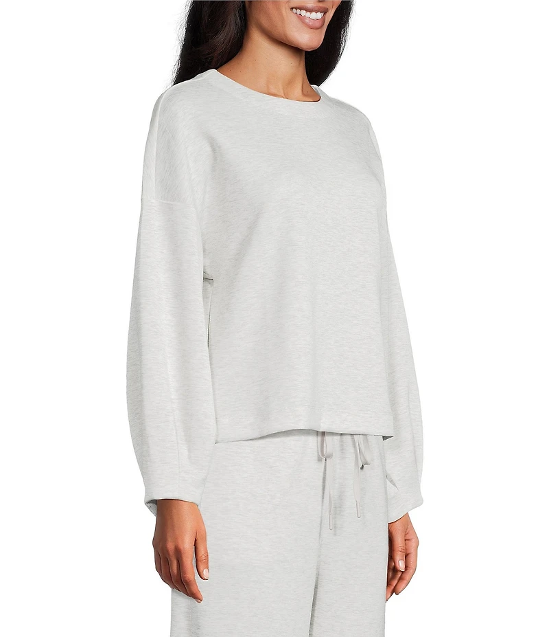 Westbound Athleisure Knit Long Sleeve Crew Neck Pleated Cuff Top