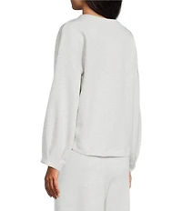 Westbound Athleisure Knit Long Sleeve Crew Neck Pleated Cuff Top