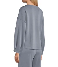 Westbound Athleisure Knit Long Sleeve Crew Neck Pleated Cuff Top