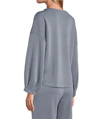 Westbound ULTRA LUXE Athleisure Coordinating Knit Long Sleeve Crew Neck Pleated Cuff Top