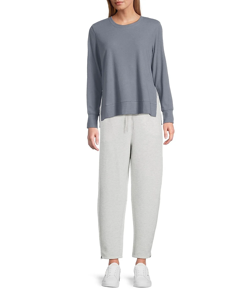 Westbound ULTRA LUXE Athleisure Knit Long Sleeve Crew Neck Side Slit Ultra Luxe Top