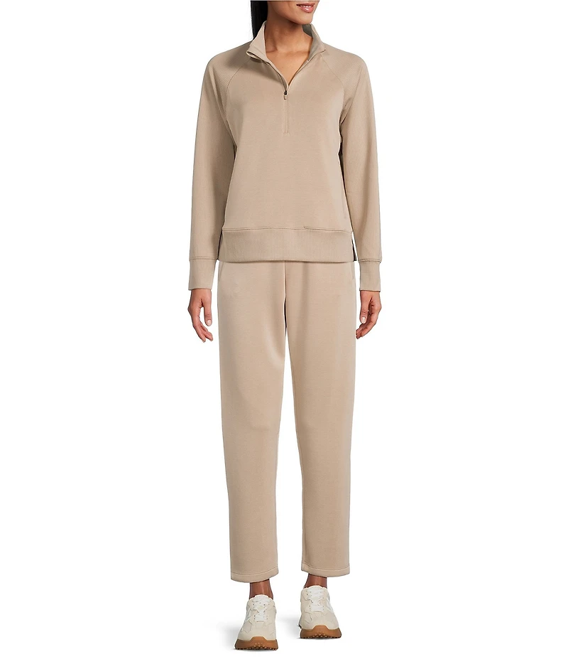 Westbound ULTRA LUXE Athleisure Knit Long Sleeve Half Zip Mock Neck Coordinating Pullover