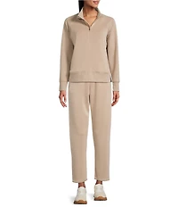 Westbound ULTRA LUXE Athleisure Knit Long Sleeve Half Zip Mock Neck Coordinating Pullover