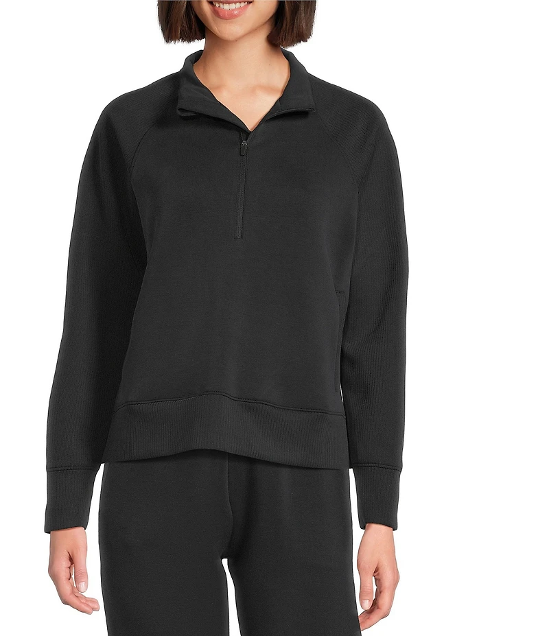 Westbound Athleisure Knit Long Sleeve Half Zip Mock Neck Pullover
