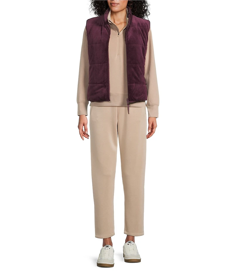 Westbound ULTRA LUXE Athleisure Reversible Sleeveless Zipper Front Velvet Vest