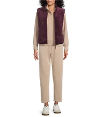 Westbound ULTRA LUXE Athleisure Reversible Sleeveless Zipper Front Velvet Vest