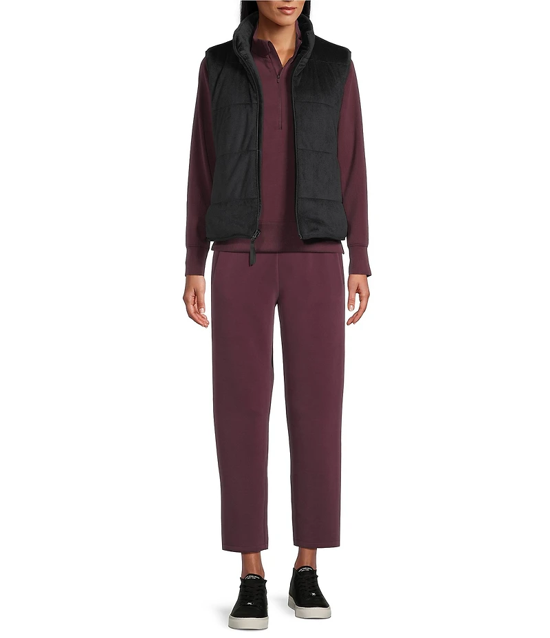 Westbound ULTRA LUXE Athleisure Reversible Sleeveless Zipper Front Velvet Vest