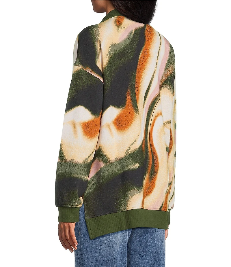 Westbound Black Umber Wavy Textured Long Sleeve Quarter Zip Pullover