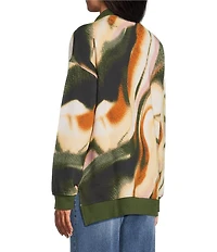 Westbound Black Umber Wavy Textured Long Sleeve Quarter Zip Pullover