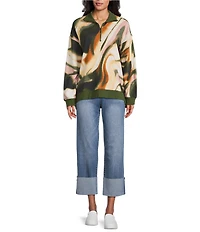 Westbound Black Umber Wavy Textured Long Sleeve Quarter Zip Pullover