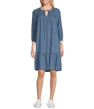 Westbound Bracelet Sleeve Tie Neck Dress