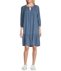 Westbound Bracelet Sleeve Tie Neck Dress