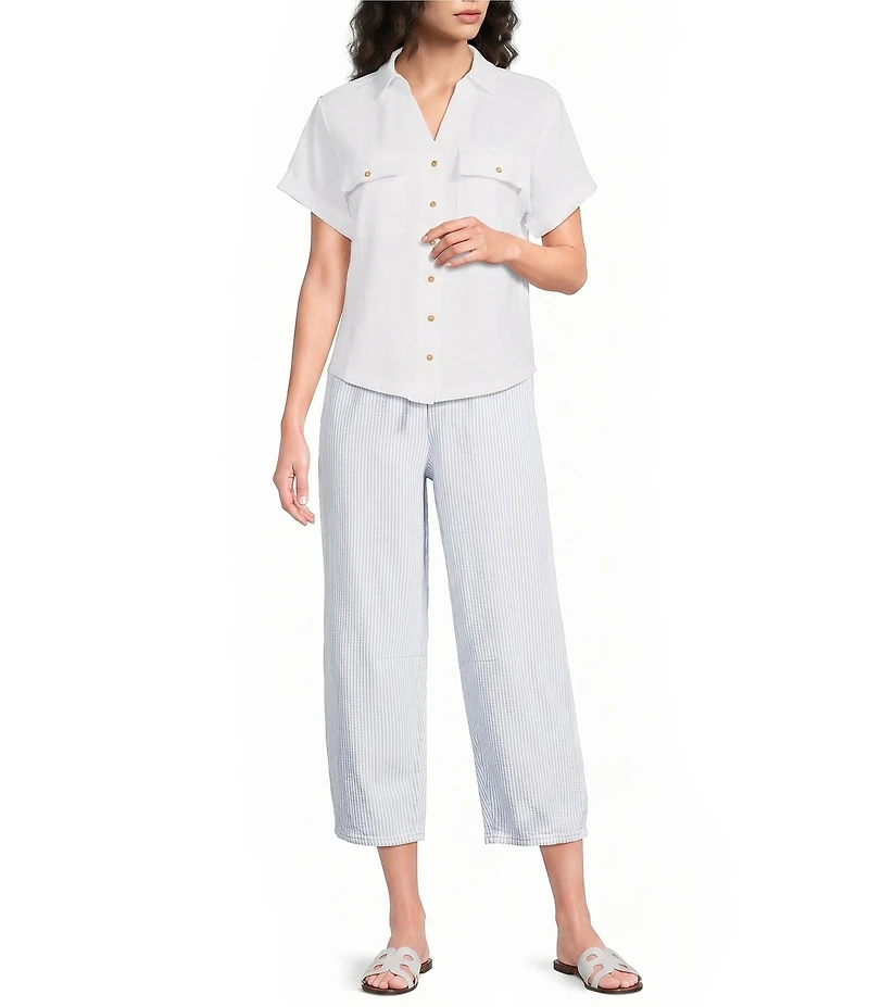 Westbound Button Down Rolled Sleeve Top