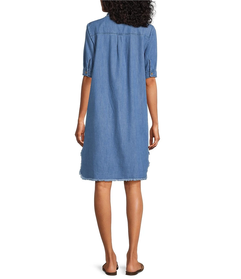 Westbound Button Front Short Sleeve Y-Neck Shirt Dress