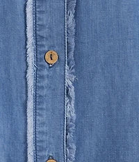 Westbound Button Front Short Sleeve Y-Neck Shirt Dress