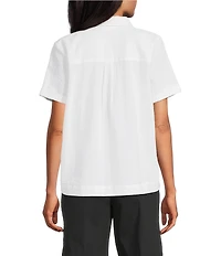 Westbound Button Front Y-Neck Short Sleeve Camp Top