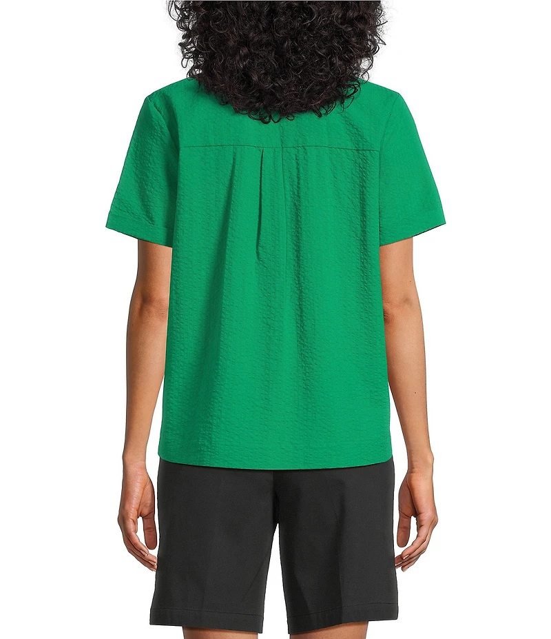 Westbound Button Front Y-Neck Short Sleeve Camp Top