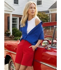 Westbound Perfect Outfit Picks Button Front Y-Neck Short Sleeve Camp Top