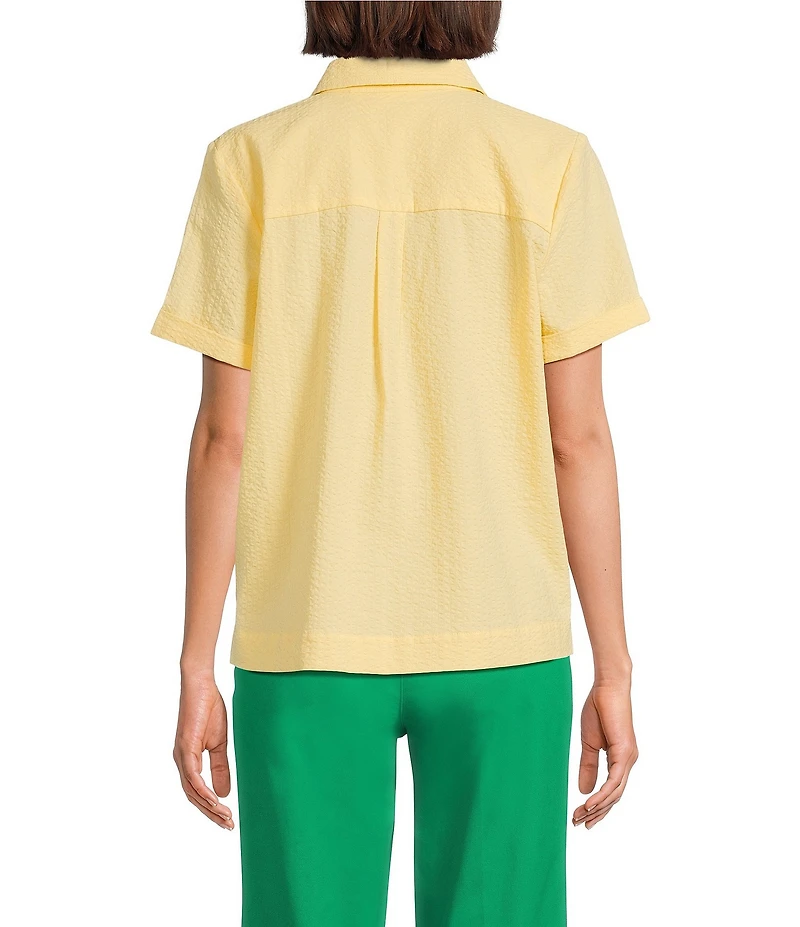 Westbound Perfect Outfit Picks Button Front Y-Neck Short Sleeve Camp Top