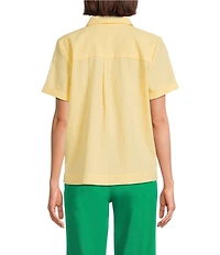 Westbound Perfect Outfit Picks Button Front Y-Neck Short Sleeve Camp Top