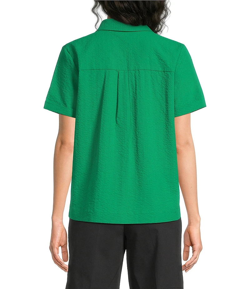 Westbound Perfect Outfit Picks Button Front Y-Neck Short Sleeve Camp Top