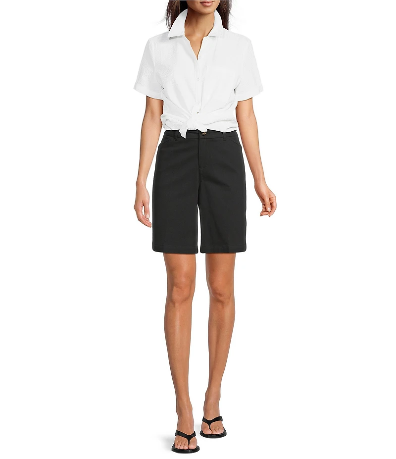 Westbound Perfect Outfit Picks Button Front Y-Neck Short Sleeve Camp Top