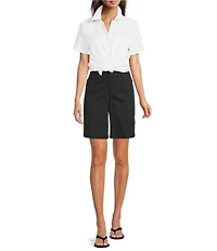 Westbound Perfect Outfit Picks Button Front Y-Neck Short Sleeve Camp Top