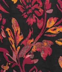 Westbound Canvas Floral Print 3/4 Sleeve Knit Crew Neck Top