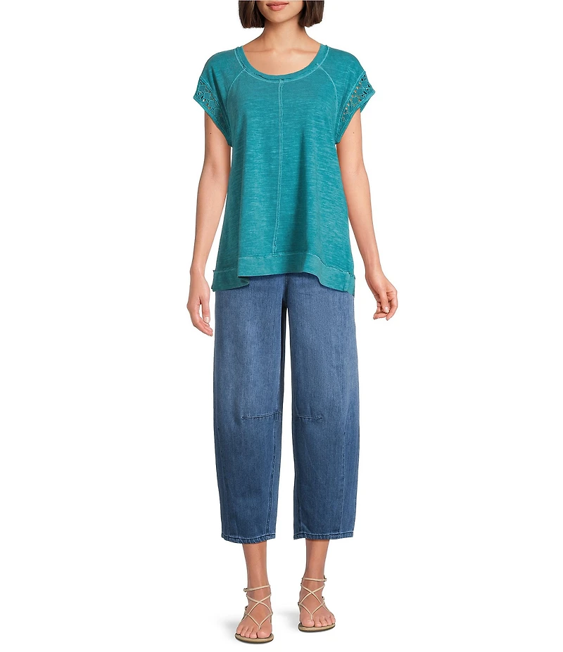 Westbound Cap Sleeve Crew Neck Top
