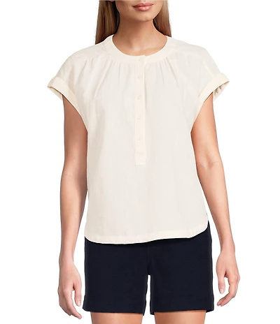 Westbound Cap Sleeve Henley Top