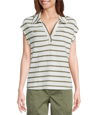 Westbound Cap Sleeve Polo Top