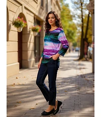 Westbound Celestial Imperial Palace Harbor Sunset 3/4 Sleeve Knit Top