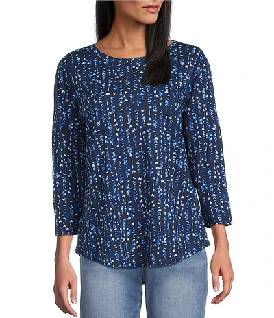 Westbound Celestial Solar Leaves 3/4 Sleeve Knit Top