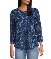 Westbound Celestial Solar Leaves 3/4 Sleeve Knit Top