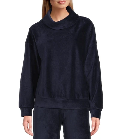 Westbound Coordinating Velour Rib Long Sleeve Funnel Neck Top