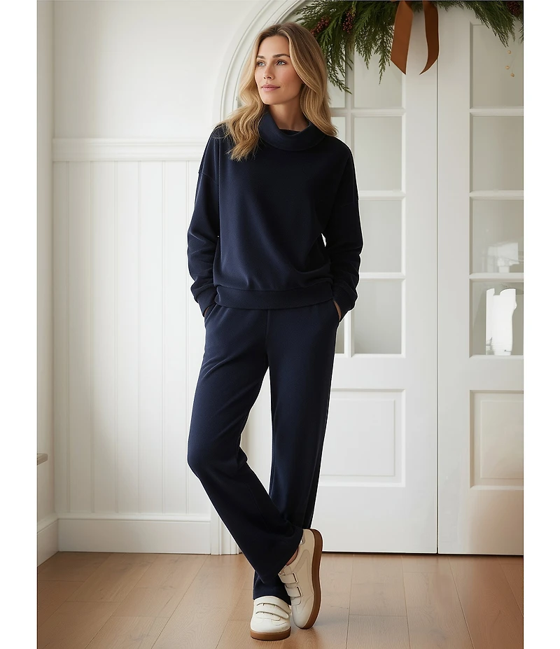 Westbound Coordinating Velour Rib Long Sleeve Funnel Neck Top