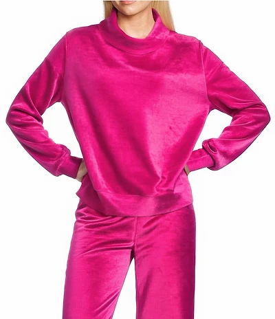 Westbound Coordinating Velour Rib Long Sleeve Funnel Neck Top