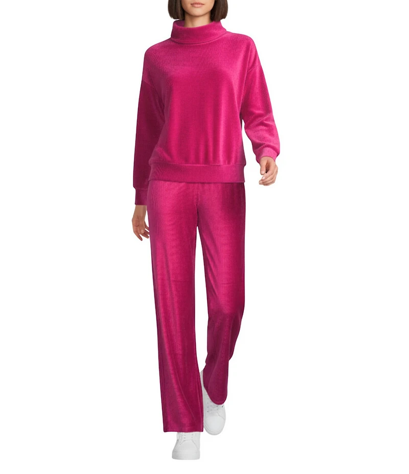 Westbound Coordinating Velour Rib Long Sleeve Funnel Neck Top